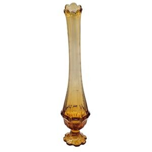 Vintage 14.25" Fenton Valencia Amber Swung Glass Vase Decorative‎ Accent